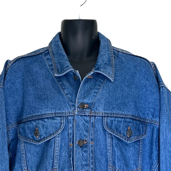 VINTAGE JORDACHE Jean Jacket Men's Medium Women's Large Blue - Picture 2 of 8
